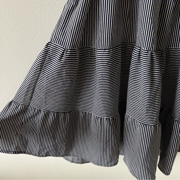 Tiered Babydoll Blue and White Striped Dress Coastal Boutique Medium - Picture 2 of 5